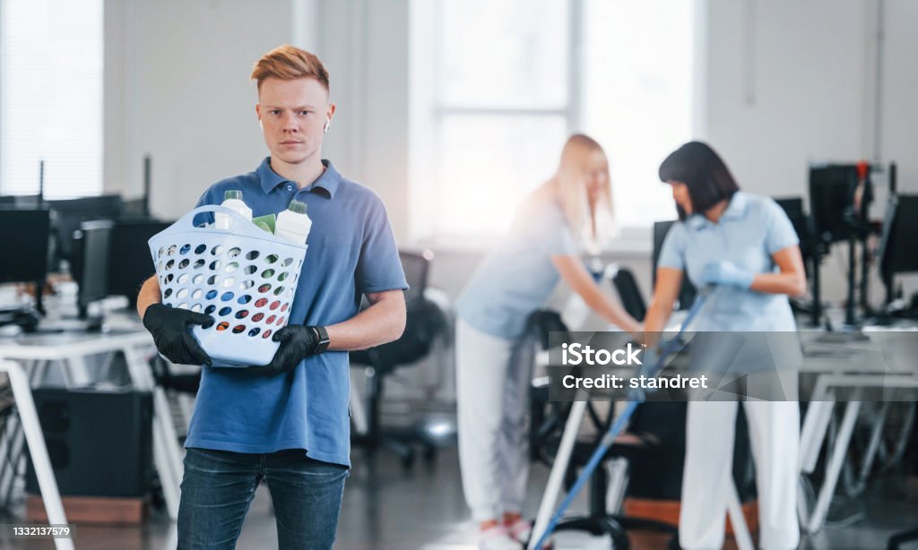 Cleaning business manager coordinating multiple cleaning teams